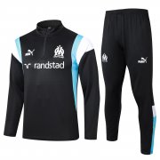 23-24 Olympique Marseille Black Soccer Football Training Kit (Sweatshirt + Pants) Man