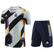 23-24 Real Madrid Grey Short Soccer Football Training Kit (Top + Short) Man