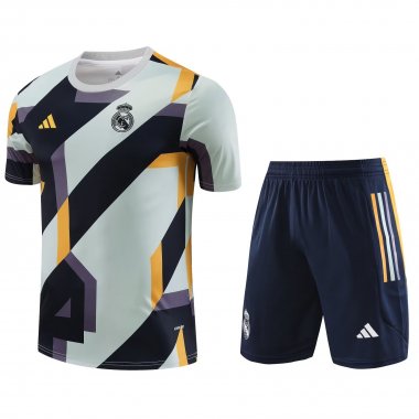 23-24 Real Madrid Grey Short Soccer Football Training Kit (Top + Short) Man
