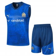 23-24 Olympique Marseille Blue Soccer Football Training Kit (Singlet + Short) Man