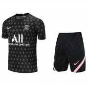 21-22 PSG Black Soccer Football Training Suit (Jersey + Short) Man
