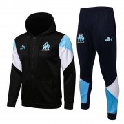 21-22 Olympique Marseille Hoodie Black Soccer Football Training Kit (Jacket + Pants) Man