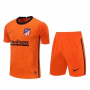 20-21 Atletico Madrid Goalkeeper Orange Man Soccer Football Jersey + Shorts Set