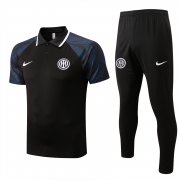22-23 Inter Milan Black Soccer Football Training Kit (Polo + Pants) Man