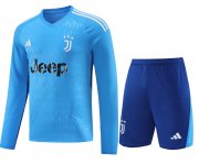23-24 Juventus Goalkeeper Blue Soccer Football Kit (Top + Short) Man #Long Sleeve