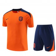 2024 Netherlands Orange Short Soccer Football Training Kit (Top + Short) Man