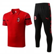 22-23 AC Milan Red Soccer Football Training Kit (Polo + Pants) Man