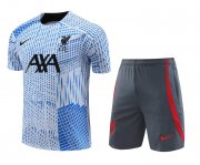 23-24 Liverpool Blue Short Soccer Football Training Kit (Top + Short) Man