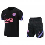 21-22 Barcelona Black Soccer Football Training Suit (Shirt+Short) Man