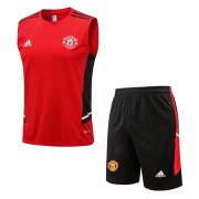 22-23 Manchester United Red Soccer Football Training Kit (Singlet + Shorts) Man