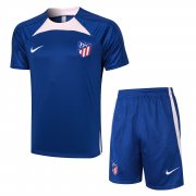 23-24 Atletico Madrid Blue Short Soccer Football Training Kit (Top + Short) Man