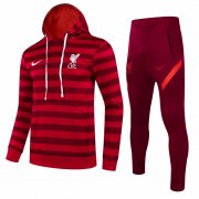 21-22 Liverpool Hoodie Red Stripe Soccer Football Training Suit (Sweatshirt + Pants) Man