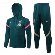 21-22 Liverpool Hoodie Green Soccer Football Training Kit (Jacket + Pants) Man