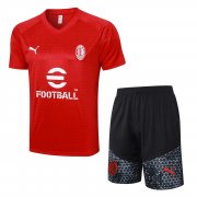 23-24 AC Milan Red Short Soccer Football Training Kit (Top + Short) Man