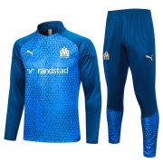 23-24 Olympique Marseille Blue Pyramids Soccer Football Training Kit (Sweatshirt + Pants) Man