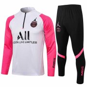21-22 PSG x Jordan White - Pink Half Zip Soccer Football Training Suit Man