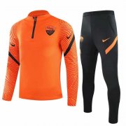 20-21 AS Roma Orange Man Half Zip Soccer Football Sweater + Pants