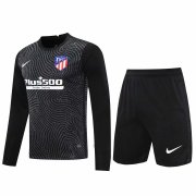 20-21 Atletico Madrid Goalkeeper Black Long Sleeve Man Soccer Football Jersey + Shorts Set