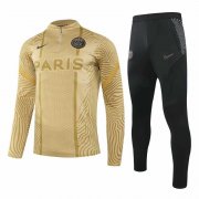 20-21 PSG 50th Anniversary Gold Man Half Zip Soccer Football Sweater + Pants