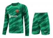 23-24 Barcelona Goalkeeper Green Soccer Football Kit (Top + Short) Man #Long Sleeve