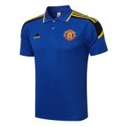 21-22 Manchester United Blue Soccer Football Polo Top Man
