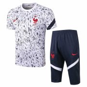 2020-21 France White Men Soccer Football Short Training Suit