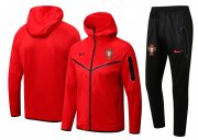 2022 Portugal Hoodie Red Soccer Football Training Kit (Jacket + Pants) Man
