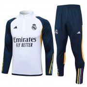 23-24 Real Madrid White Soccer Football Training Kit (Sweatshirt + Pants) Man