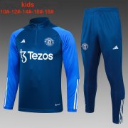 23-24 Manchester United Blue Soccer Football Training Kit (Sweatshirt + Pants) Youth