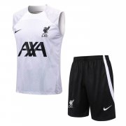21-22 Liverpool White Soccer Football Training Kit (Singlet + Short) Man