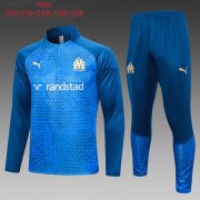 23-24 Olympique Marseille Blue Pyramid Soccer Football Training Kit (Sweatshirt + Pants) Youth