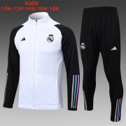 23-24 Real Madrid White Soccer Football Training Kit (Jacket + Pants) Youth