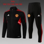 22-23 Manchester United Black Soccer Football Training Kit (Jacket + Pants) Youth