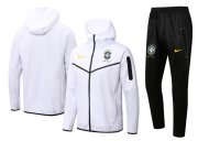 2022 Brazil Hoodie White Soccer Football Training Kit (Jacket + Pants) Man
