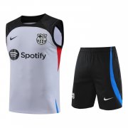 23-24 Barcelona Light Grey Soccer Football Training Kit (Singlet + Short) Man