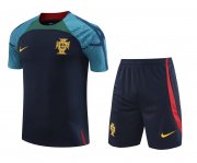 2022 Portugal Royal Short Soccer Football Training Kit ( Top + Short ) Man