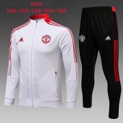 21-22 Manchester United White Soccer Football Training Kit (Jacket + Pants) Youth