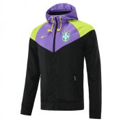 2022 Brazil Hoodie Purple - Black All Weather Windrunner Soccer Football Jacket Man