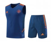 22-23 Manchester United Navy Soccer Football Training Kit (Singlet + Short) Man