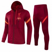 21-22 Liverpool Hoodie Burgundy Soccer Football Training Suit (Jacket + Pants) Man