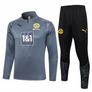 23-24 Borussia Dortmund Grey Soccer Football Training Kit (Sweatshirt + Pants) Man