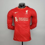 21-22 Liverpool Home Long Sleeve Man Soccer Football Kit #Player Version