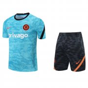 21-22 Chelsea Sky Blue Soccer Football Training Kit (Shirt + Pants) Man