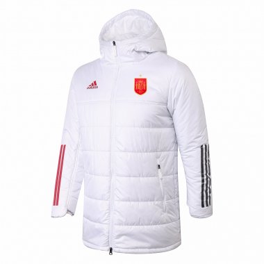 2022 Spain White Soccer Football Winter Jacket Man