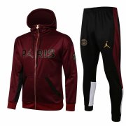 20-21 PSG x Jordan Hoodie Burgundy Soccer Football Training Suit (Jacket + Pants) Man
