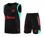 23-24 Manchester United Black II Soccer Football Training Kit (Singlet + Short) Man