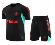 23-24 Manchester United Black II Short Soccer Football Training Kit (Top + Short) Man