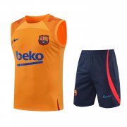 22-23 Barcelona Orange Soccer Football Training Kit (Singlet + Short) Man