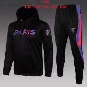 21-22 PSG x Jordan Hoodie Black Soccer Football Training Suit(Sweatshirt + Pants) Kids