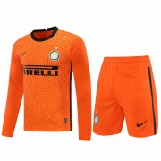 20-21 Inter Milan Goalkeeper Orange Long Sleeve Man Soccer Football Jersey + Shorts Set